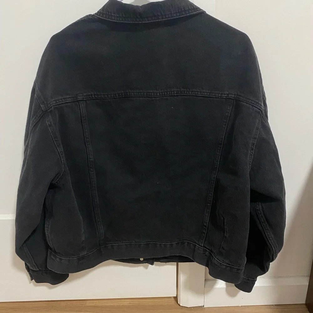 Black Women's Denim Jacket - Classic Button-Front - Picture 2 of 2